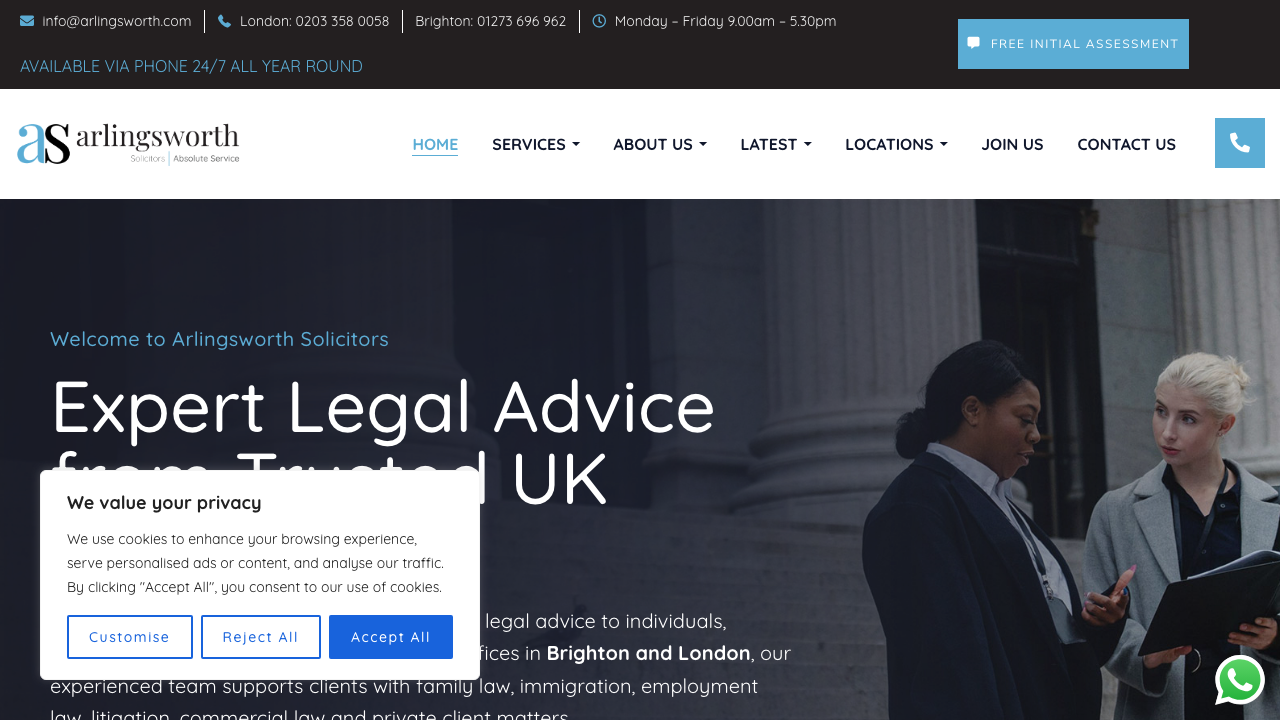 Arlingsworth Solicitors homepage